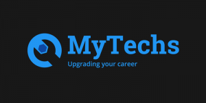 Logo Mytechs zwart blauw PNG